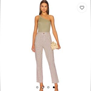Free People Kate Plaid Straight Leg Pant Brown and White size S